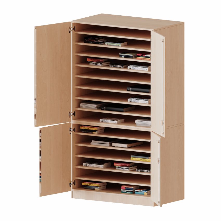 Bastelschrank 5 OH geteilte Türen, mit Böden, 4 Dekore